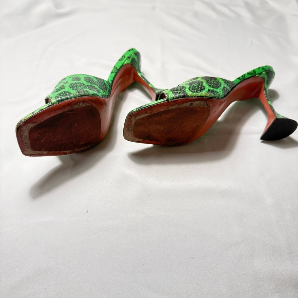Amina Muaddi Lupita Heels in Green Snake Print Heels - Picture 5 of 5